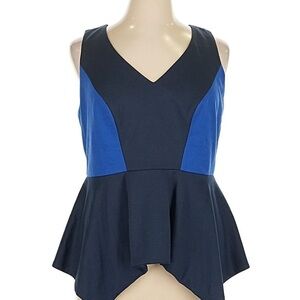 MBN Navy & Blue Sleeveless Business Casual Top